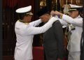 Wakasal Sematkan Tanda Kehormatan Bintang Jalasena Utama Kepada Menhan dan Kepala BIN di Kementerian Pertahanan