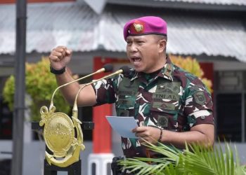 Komandan Pasmar 2 Sambut Kedatangan Satgas Pamtas RI-PNG Mobile Korps Marinir Gobang II