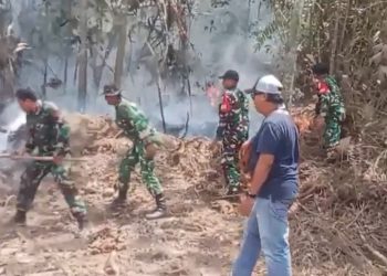 Bersatu Lawan Api, Babinsa Bersama BPBD dan Manggala Agni Padamkan Karhutla