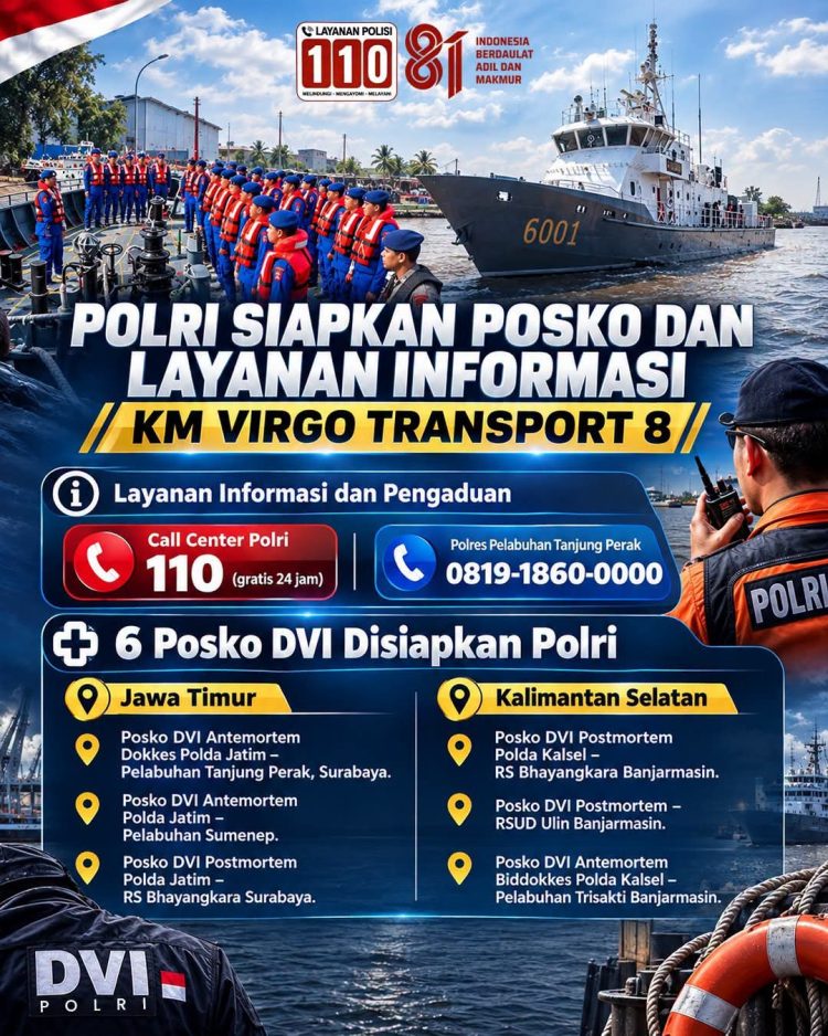 Polri Buka Posko Informasi KM Virgo Transport 8, Keluarga Korban Tak Dibiarkan Menunggu Dalam Ketidakpastian