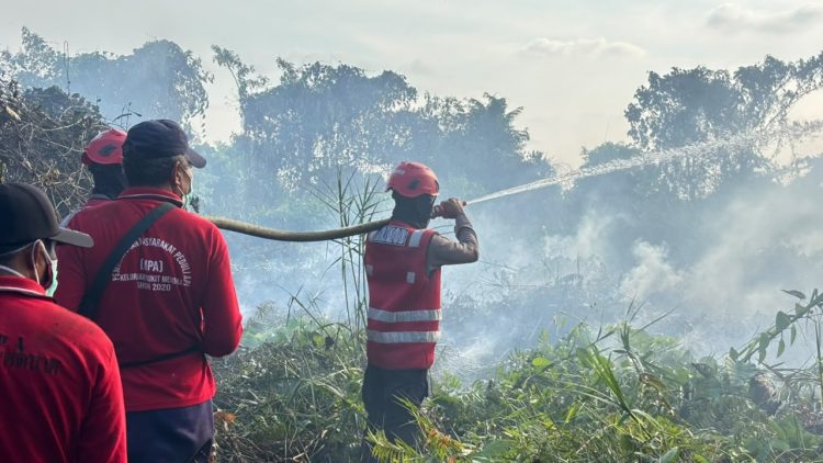 Brimob Polda Kaltim Terjang Asap dan Kobaran Api, Pimpin Garda Depan Penanganan Karhutla