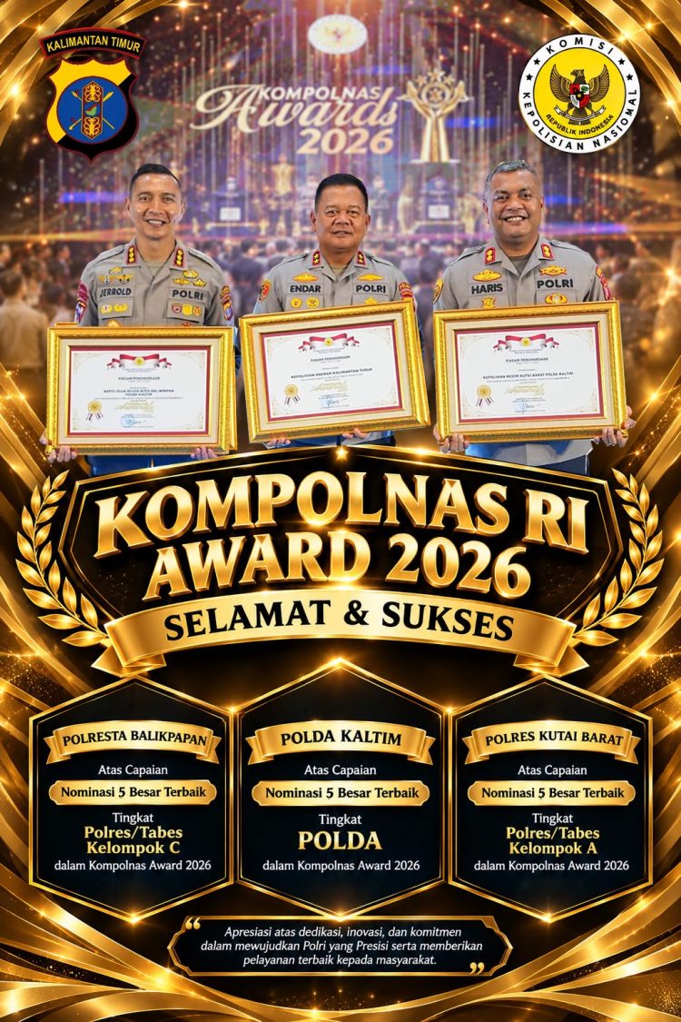 Polda Kaltim, Polresta Balikpapan dan Polres Kutai Barat Tembus Lima Besar Kompolnas Awards 2026