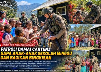 Patroli Damai Cartenz di Puncak Jaya, Sapa Anak-anak Sekolah Minggu dan Bagikan Bingkisan