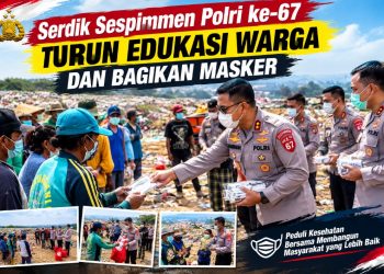 Cegah Karhutla dari TPA Bujangga, Serdik Sespimmen Polri ke-67 Turun Edukasi Warga dan Bagikan Masker