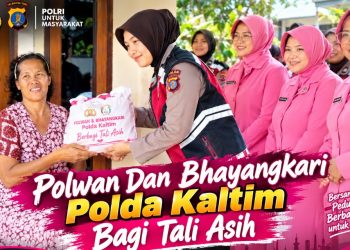 Polwan dan Bhayangkari Polda Kaltim Turun ke Jumpi, Tali Asih Disambut Sukacita Warga