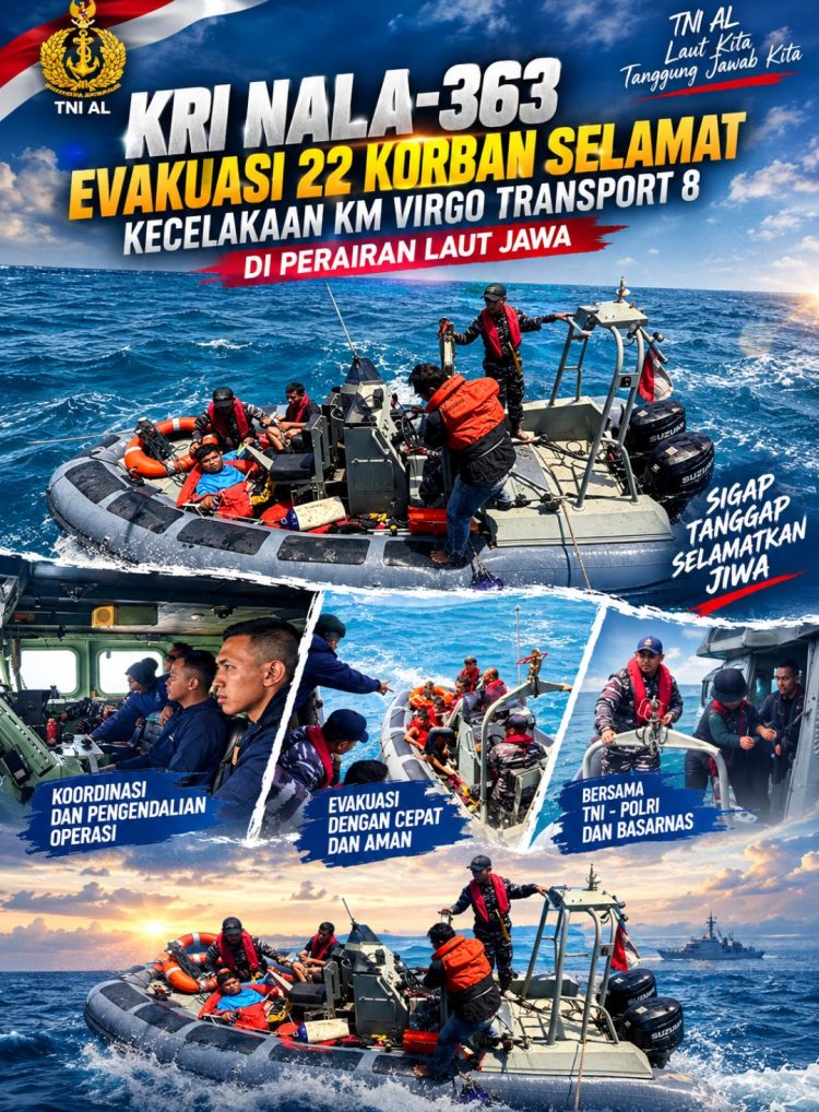 KRI Nala-363 Bergerak Cepat, 22 Korban KM Virgo Transport 8 Berhasil Diselamatkan