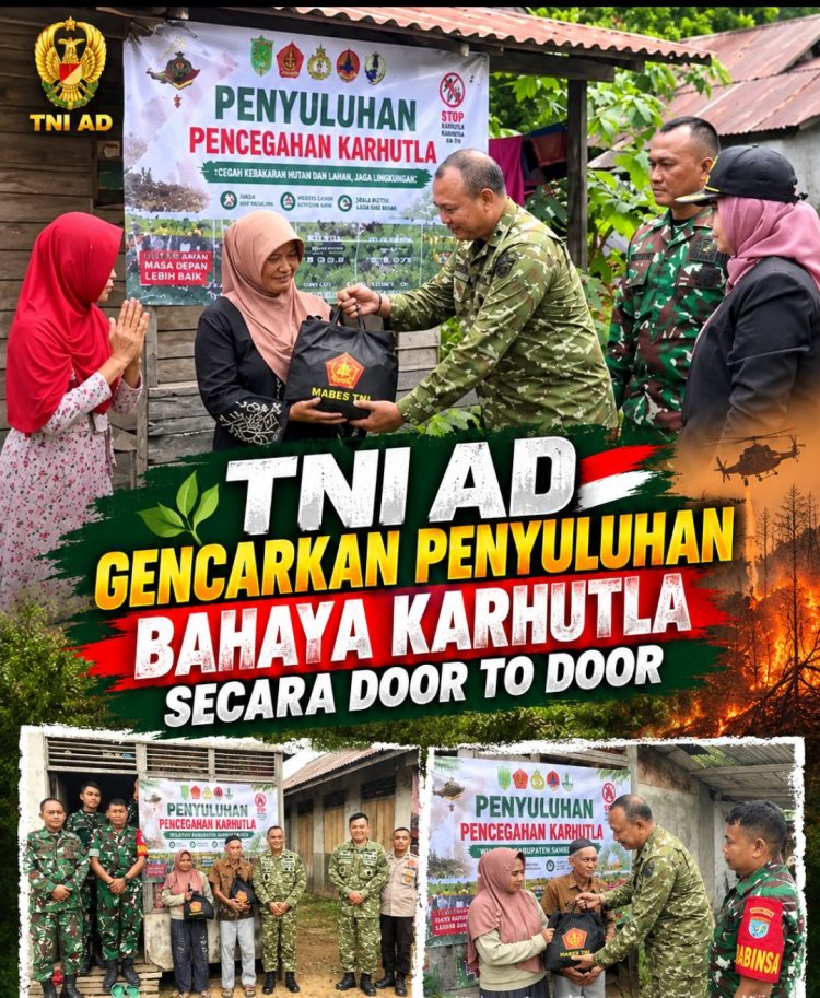 TNI AD Turun Langsung ke Rumah Warga, Gencarkan Penyuluhan Door to Door Cegah Karhutla di Sambas