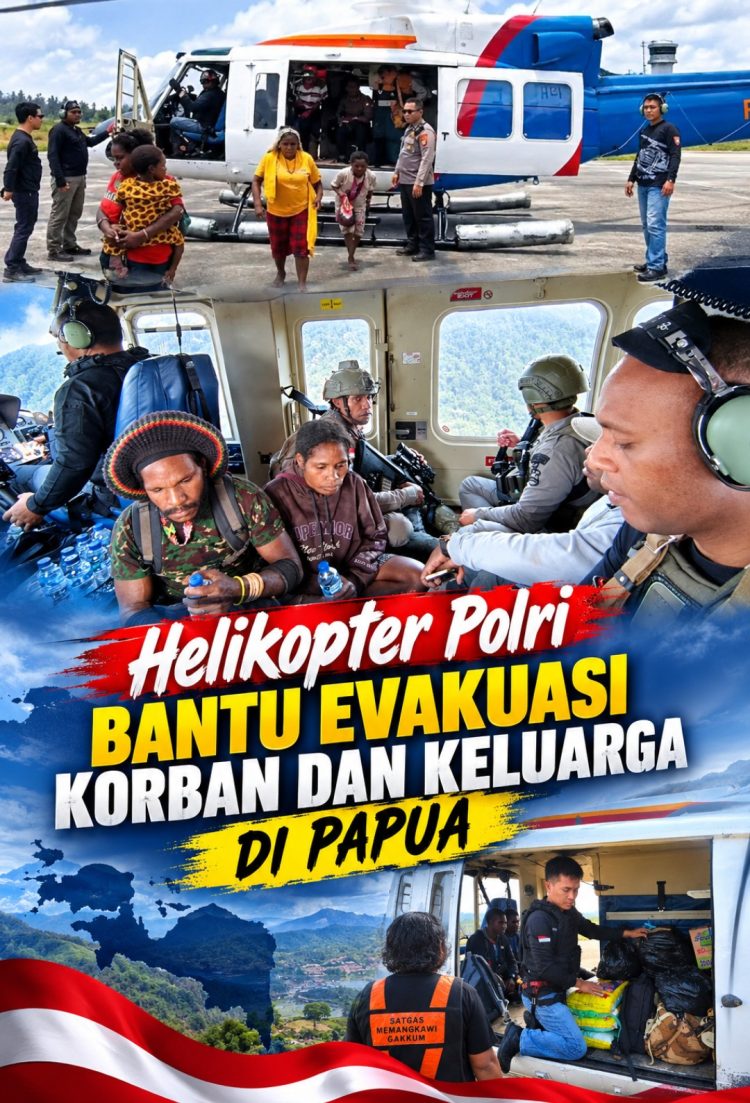 Tembus Medan Ekstrem Papua, Helikopter Polri Evakuasi Korban dan Jemput Keluarga
