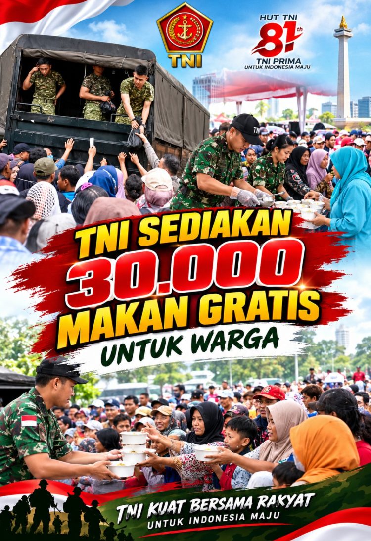 TNI Sediakan 30 Ribu Porsi Makan Gratis di Monas, Warga Kagum Saksikan Hiburan Alutsista