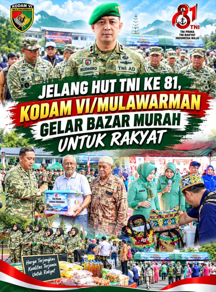 Sambut HUT ke-81 TNI, Kodam VI/Mulawarman Gelar Bazar Murah untuk Rakyat