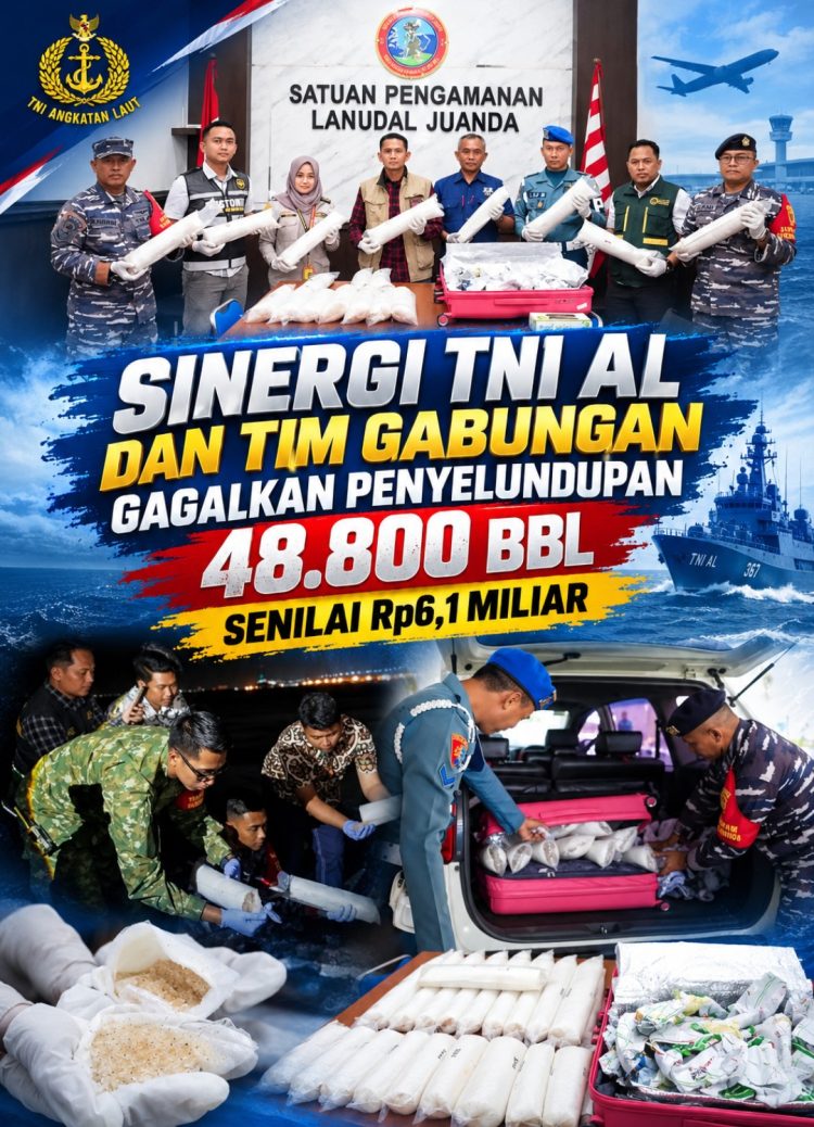 Sinergi TNI AL dan Tim Gabungan Gagalkan Penyelundupan 48.800 BBL Senilai Rp6,1 Miliar