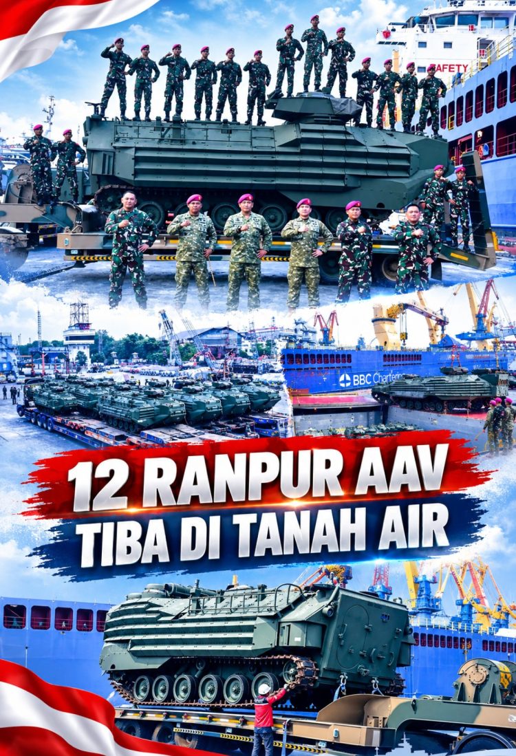 12 Ranpur AAV Tiba di Tanah Air, Korps Marinir Perkuat Kemampuan Operasi Amfibi