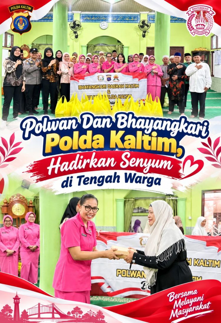 Polwan dan Bhayangkari Polda Kaltim Tebar 150 Nasi Kotak, Hadirkan Senyum di Tengah Warga
