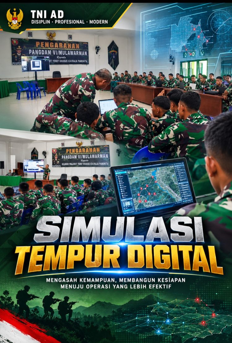 Pussimpur Perkuat Kesiapan Latposko-I Yonif 614/RJP Lewat Simulasi Tempur Digital