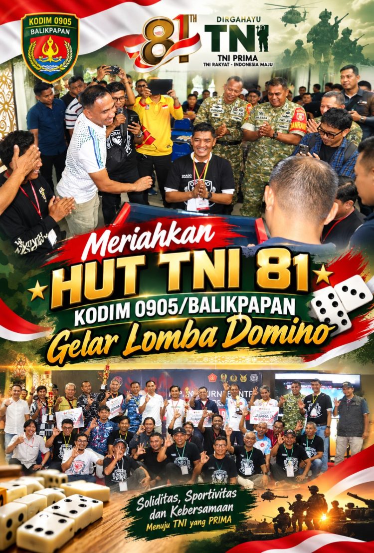 HUT ke-81 TNI Makin Meriah, Kodim 0905 Balikpapan Gebrak Kota dengan Turnamen Domino