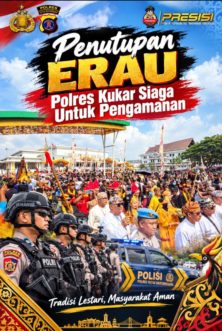 Erau Kutai 2026 Ditutup Meriah, Pengamanan Polres Kukar Berjalan Humanis