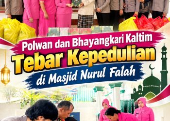 Polwan dan Bhayangkari Kaltim Tebar Kepedulian di Masjid Nurul Falah