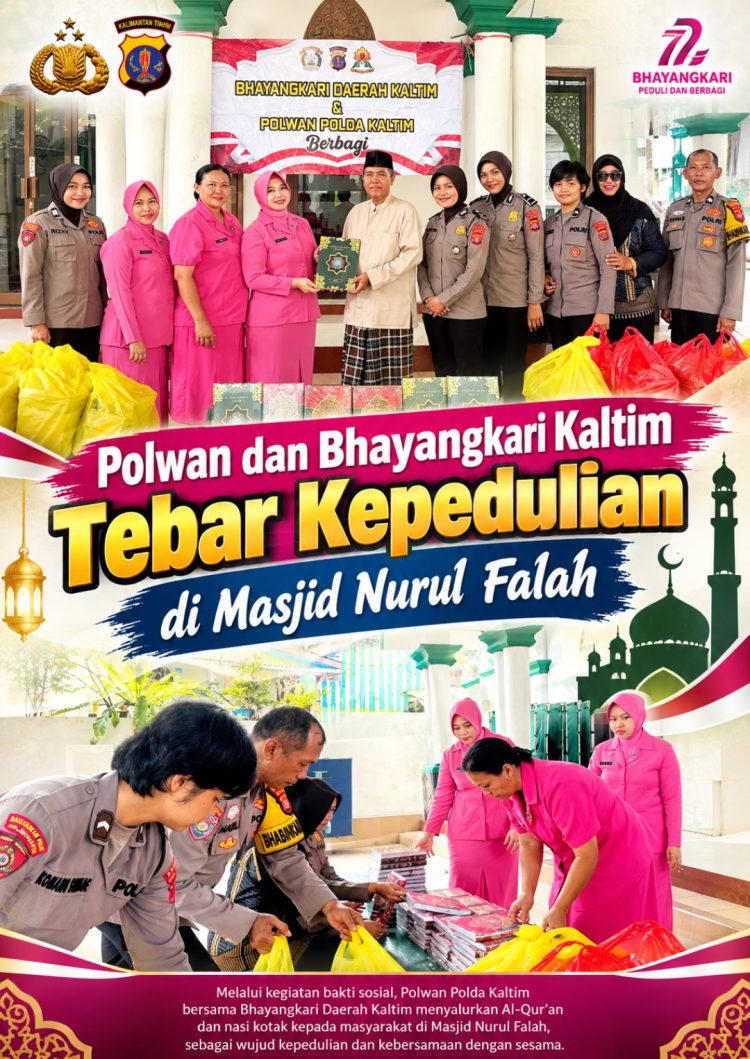 Polwan dan Bhayangkari Kaltim Tebar Kepedulian di Masjid Nurul Falah