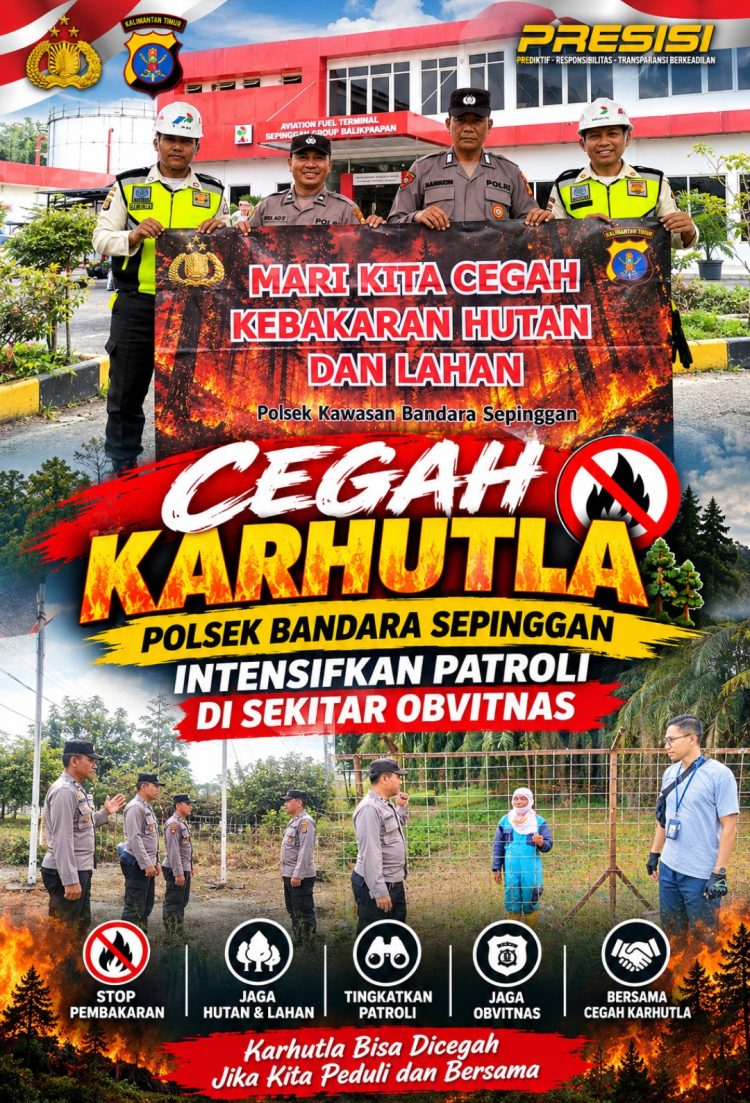Cegah Karhutla, Polsek Bandara Sepinggan Intensifkan Patroli di Sekitar Obvitnas