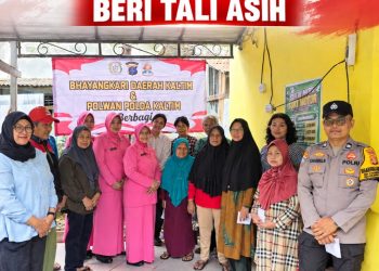 Polwan dan Bhayangkari Kaltim Salurkan Bantuan, Warga Gunung Bahagia Terima Kepedulian