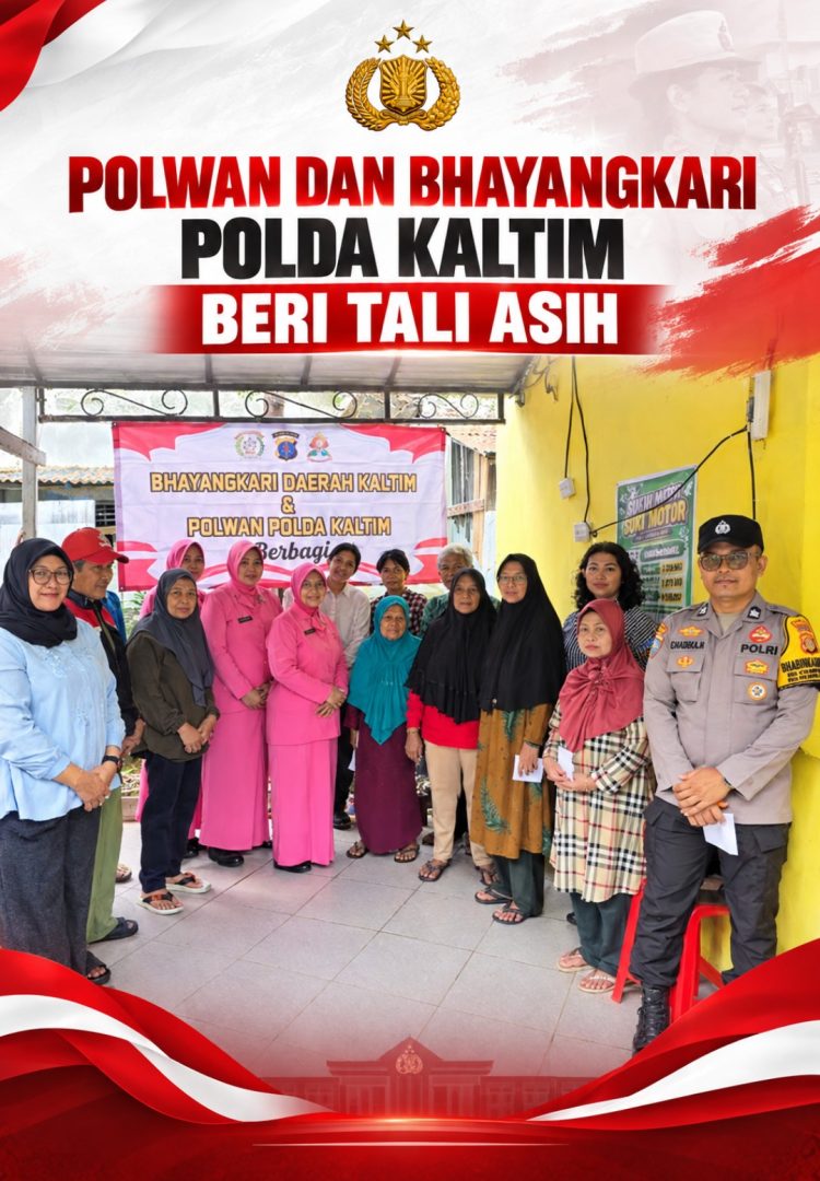 Polwan dan Bhayangkari Kaltim Salurkan Bantuan, Warga Gunung Bahagia Terima Kepedulian