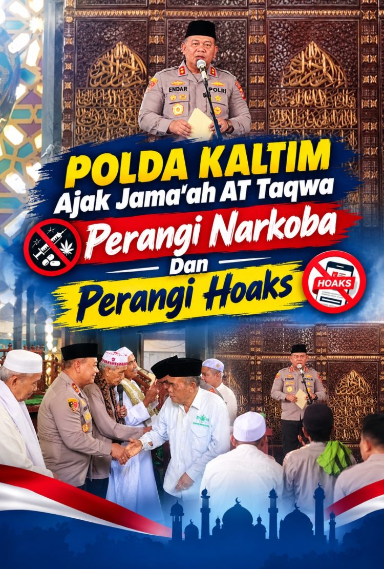 Sholat Jumat di At-Taqwa, Kapolda Kaltim Serukan Perangi Narkoba dan Bijak Bermedsos