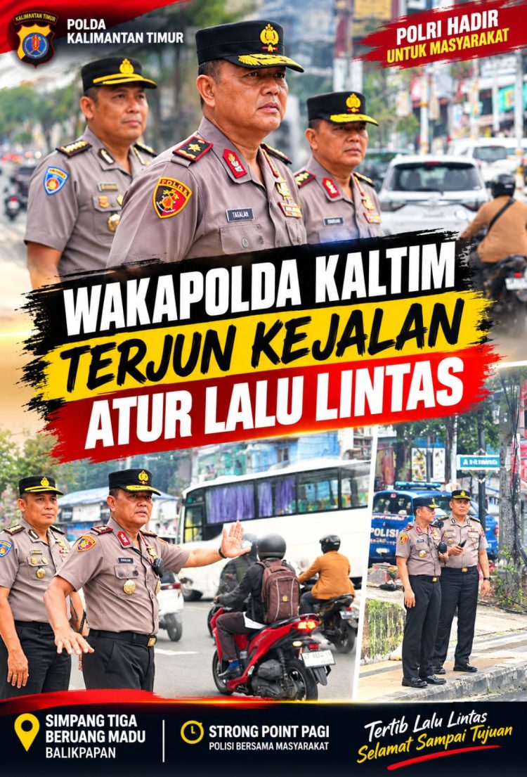 Wakalpolda Kaltim Turun  Kejalan, Langsung Atur Lalu Lintas Di Simpang Tiga Beruang Madu Balikpapan