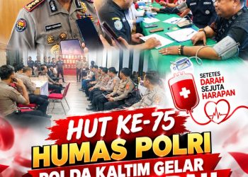 HUT ke-75 Humas Polri, Polda Kaltim Gelar Donor Darah dan Perkuat Sinergi Media