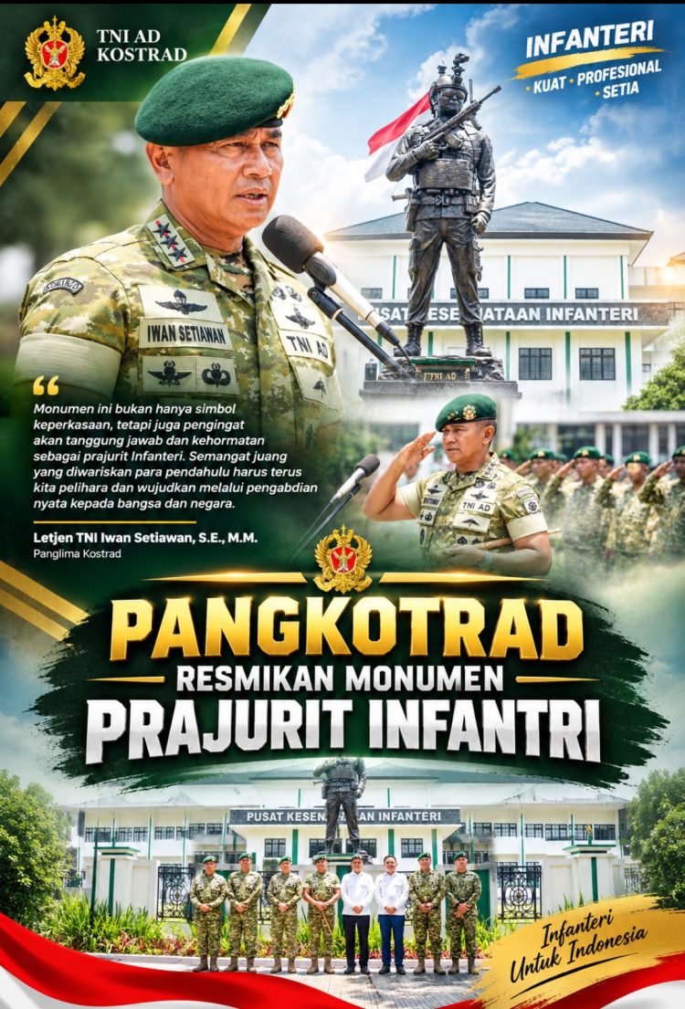 Pangkostrad Resmikan Monumen Prajurit Infanteri, Simbol Keperkasaan dan Kesiapsiagaan Prajurit TNI AD