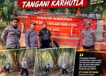 Polresta IKN Bersama Damkar Padamkan Karhutla di Pemaluan, Lanjutkan Pendinginan