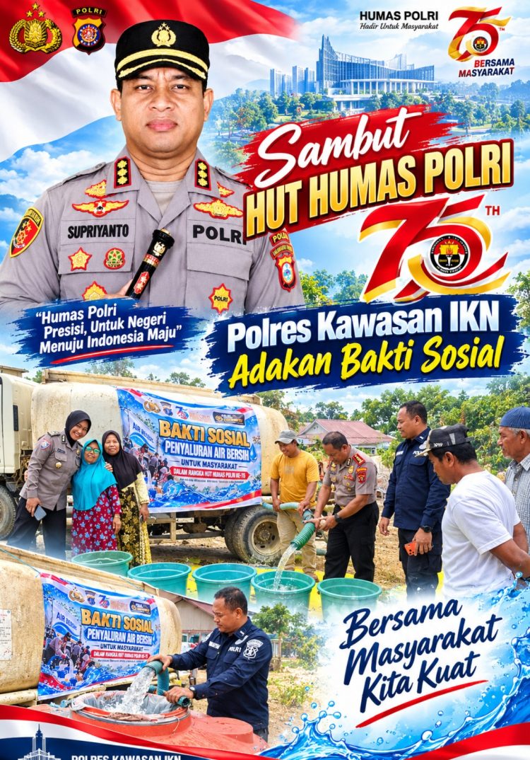 HUT ke-75 Humas Polri, Polresta IKN Salurkan 8.000 Liter Air Bersih untuk Warga Sepaku