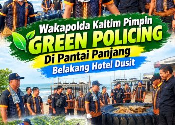 Green Policing Polda Kaltim Bersihkan Pantai Panjang, Wakapolda Turun Bersama Ratusan Personel dan Warga